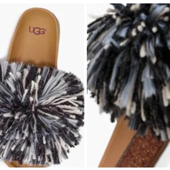 UGG Cindi Pompom Slides 10 leather - Picture 2 of 8